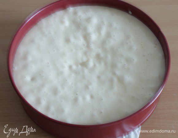 На дно формы положить пергаментную бумагу.
Тесто вылить в форму диаметром 24 см  и выпекать при 180 -200 градусах 35-40 минут (ПРИ ЭТОМ УЧИТЫВАЙТЕ ОСОБЕННОСТИ СВОЕЙ ДУХОВКИ).
Первые 15-20 минут духовку не следует открывать. Готовность определяем деревянной шпажкой.