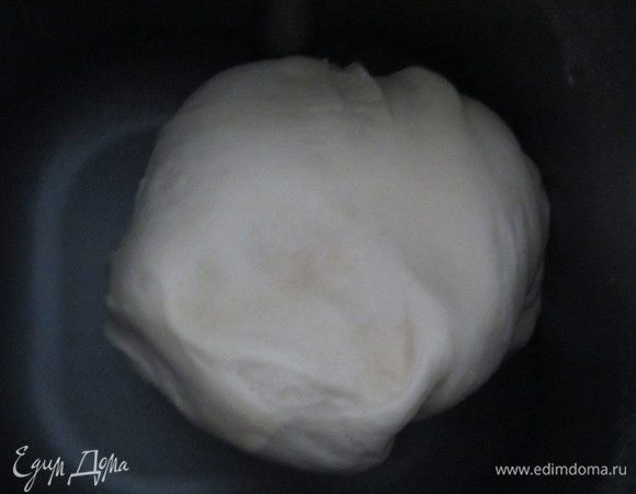 Замешиваем тесто. Для этого я использовала хлебопечку. Опишу, что делать, для тех, кто решит замешивать тесто вручную: в теплом молоке растворить дрожжи (можно использовать и сухие дрожжи, в этом случае не забудьте вычислить правильное количество), добавить растопленное масло и сахар. Смешать все с мукой, добавить соль. Замесить тесто. 