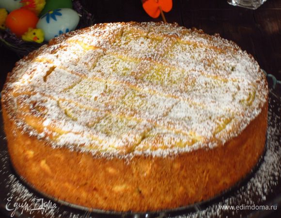 Выпекать в разогретой до 180 °С духовке около 1 часа. Остудить и посыпать сахарной пудрой. Приятного аппетита:))