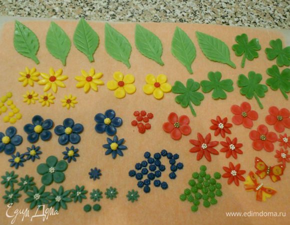 Украшение для кулича из марципана можно изготовить накануне, используя имеющиеся формочки, трафареты. Марципан, я считаю, предпочтительнее мастики.