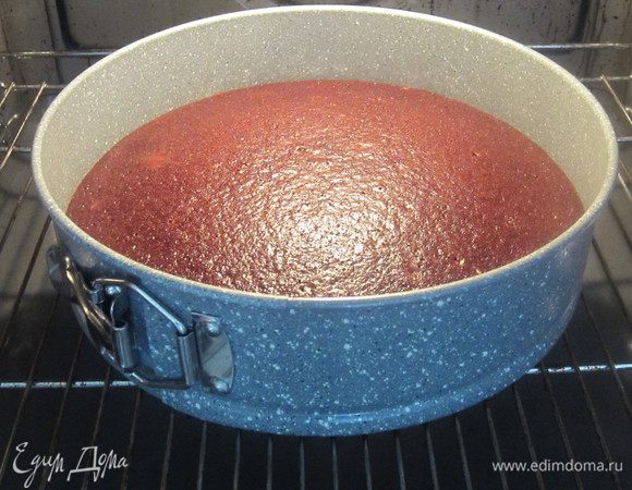 Выпекать в форме 24 см при температуре 160 градусов около 40 минут. 