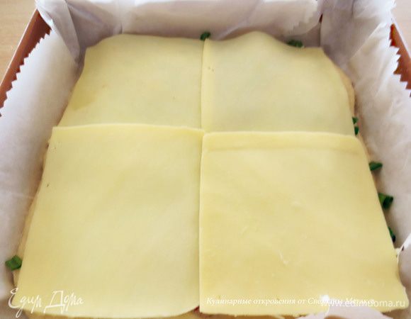 Сверху положить 4 пластины сыра, не тертый сыр, а именно пластины. В интернете не видела использование "покрывала" сыра для тоста, поэтому могу сказать, что идея моя авторская. Сыр плавится не до полного исчезновения, получается очень красивая, вкусная корочка. Попробован однажды, мне понравилось и теперь я это делаю часто. Эта идея особенно хороша для открытых или полуоткрытых пирогов.
Если хотите, то перед тем как выкладывать мясо, можно положить пластины сыра, затем мясо, зелень и снова пластины сыра.