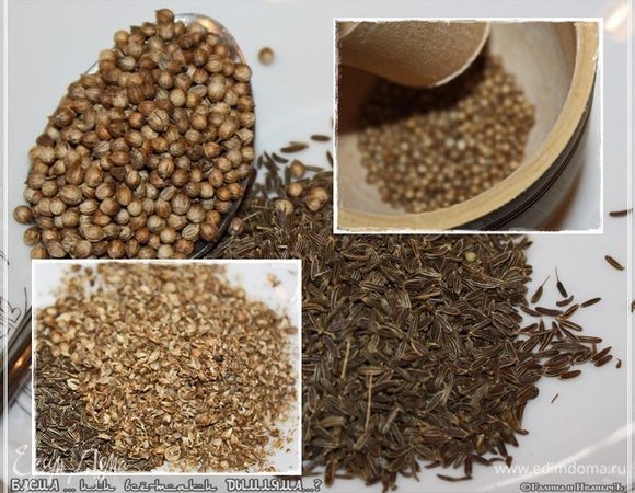 Сразу замечу, что я кроме зиры (баранина же!), кориандра (его я размял слегка в ступке) и соли не использовал ничего. Даже перца. Ну не приняты у нас в семье острые блюда. Но никому не запрещено использовать тот набор специй, который больше нравится.