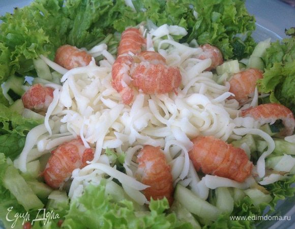 Моцареллу натрите на крупной терке. Смешайте все ингредиенты, заправьте салат майонезом.

Приятного аппетита!!!