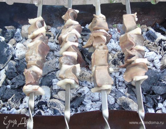 Обжариваем на раскаленных углях 15 минут, переворачивайте и следите, чтобы не пригорел.