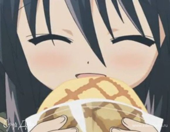 И так, как пройдет положенное время, бежим к духовке, вынимаем наши дыньки (которые дочка назвала жирафом) и оставляем чуть остыть на решетке. 
Тепленькие мягонькие булочки с хрустящей корочкой да еще и с шоколадом... Запиваю  холодным молоком - и закрываю глаза от удовольствия иии... Чувствую себя анимешкой ;)