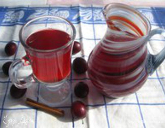 Наливаем в бокалы. Вкусный и ароматный сливовый с корицей напиток готов! Приятного аппетита!