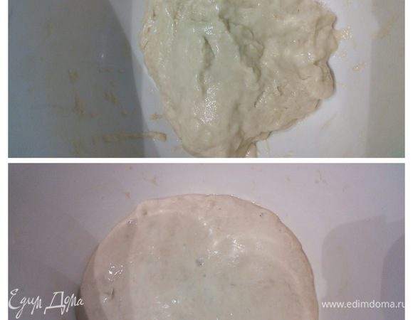 Для опары смешать все ингредиенты, накрыть плёнкой и поставить в холодильник на 3-4 дня. Вот как выглядит созревавшая в холодильнике опара. 