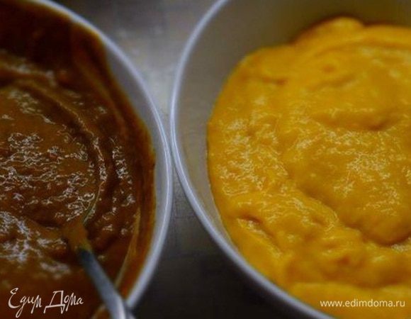 Разделить тесто на две части. В одну добавить какао, разбавленное с 20г молока.