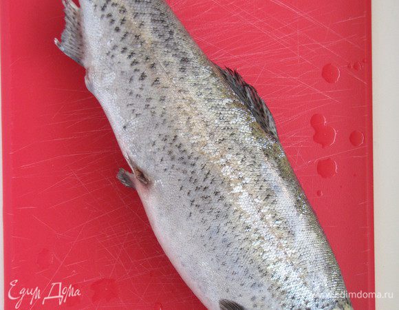 Теперь займемся форелью. Вот такая красивая у меня рыбка. 