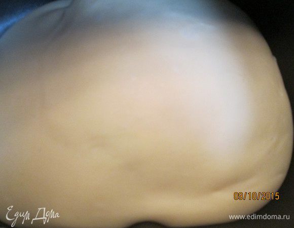 Смешиваем все ингредиенты в ведерке хлебопечки и готовим на программе "Тесто". В моей хлебопечке "Борк-500" тесто готово через 1,5 часа.