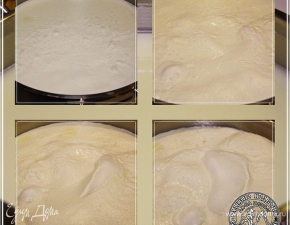 По мере закипания сыворотки, остаточный белок будет сворачиваться…