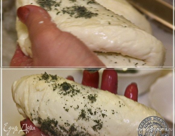 А потом также припорошим мятой слегка. Внешние поверхности.