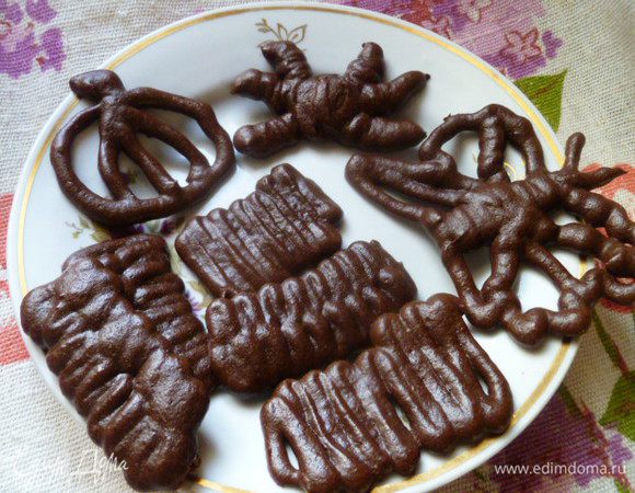 И испекла при 180 градусах в разогретой духовке в течении 12 минут красивое и очень вкусное шоколадное печенье. Здесь и тыковка, и паучок, и бабочка, и просто разные фигурки.

Приятного чаепития!