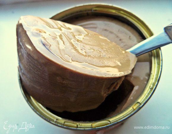 Печень в ней в виде паштета.