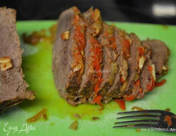 Говядину разрежем на порции.