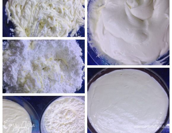 Готовим начинку:
Сливочный сыр взбиваем комбайном (миксером) на средней скорости до "пушистого" состояния около минуты. Уменьшив скорость, постепенно добавляем сахарную пудру и соль. Повышаем скорость до высокой и взбиваем до очень "пушистой" консистенции около 3 минут. Добавляем лимонный сок, перемешиваем. 
Отдельно взбиваем сливки. Лопаткой в ручную смешиваем сливки и сливочный сыр. 

Заполняем подготовленный корж начинкой и равномерно распределяем. Стучим слегка дном формы по столу, чтобы выпустить пузырьки воздуха. 
Отправляем форму в холодильник на несколько часов, но лучше на ночь. Затем украшаем на свое усмотрение.