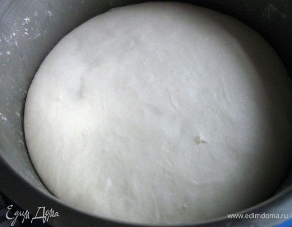 В опару добавить муку, воду (можете взять воды чуть меньше, следите за консистенцией теста) с растворенными в ней солью и сахаром. Замесить тесто,  добавив растительное и в конце замеса растопленное сливочное масло. Оставить в посуде, накрытой полотенцем и закрытой крышкой примерно на 2 часа.
