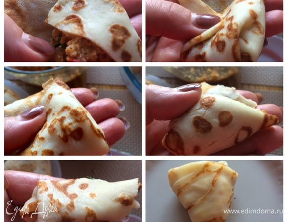 Ну и в руках.

Кто умеет крутить голубцы, для того это не проблема, кто только учится, я попыталась сфотографировать.
Кажется так проще посмотреть, чем пытаться на словах объяснить.