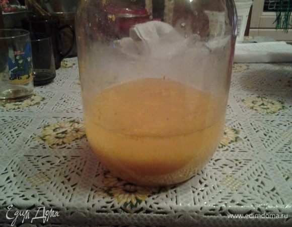 Через сутки корки вынимаем и пропускаем через мясорубку в ту же воду в которой настаивались. Доливаем банку до верху кипятком и даем постоять ещё часа 4-5.