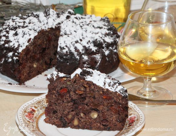 Кекс в лежке был ровно 1 неделю. Вынимаем из одежек, украшаем сахарной пудрой. Кекс получился в меру сочным и в меру сухим, как-то так. Вкус, аромат нужно просто ощутить-попробовать. Благодарна Карине за потрясающий рецепт. Угощайтесь и прекрасных вам всем праздников! 