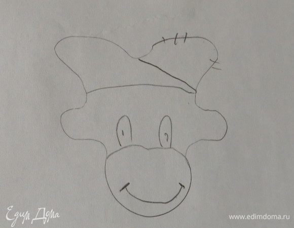 Еще пару взмахов волшебной палочкой-карандашом. Отрезаем часть бантика — шапка готова. Рисуем рот, уши, глаза — мальчик-обезьянка получился! Для фигурок девочки-обезьянки, ничего не отрезаем, только немного глазури, все как в жизни, немного краски и красавица!
