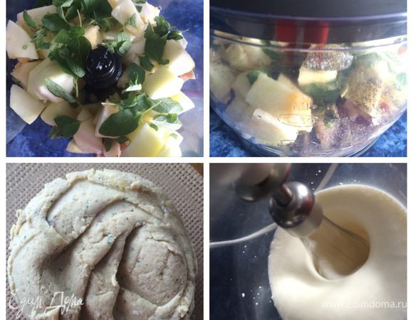 Отправляем все это в блендер. Добавляем орегано, сок лимона, яблочный уксус, оливковое масло, соль, перец. Все измельчаем до пастообразного состояния.
Полученную массу выкладываем к картофельному пюре и тщательно перемешиваем, я воспользовалась погружным блендером.