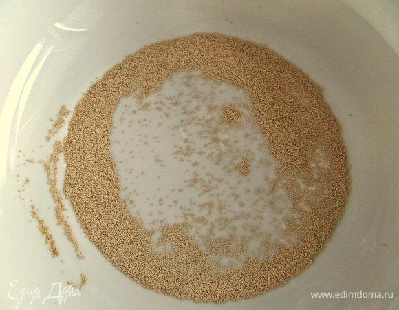 Дрожжи развести в тёплой воде.