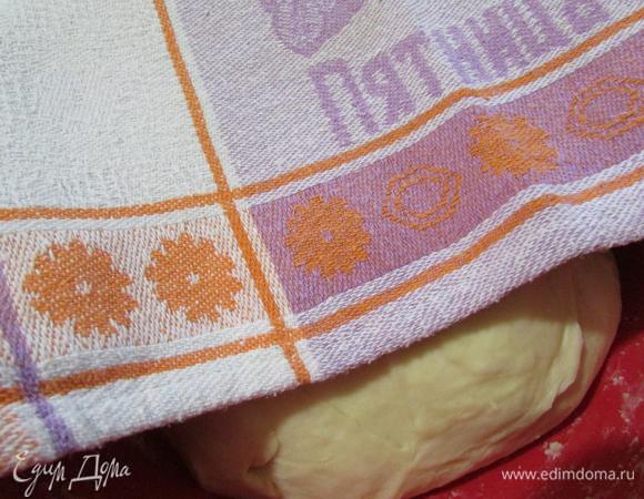 Затем тесто переложить в миску, накрыть салфеткой и оставить на 40 минут.