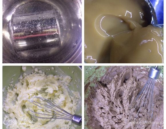 Сгущенку я варила 1.5 часа и остудила.
Взбиваем 120 г сливочного масла комнатной температуры. Добавляем постепенно сгущенку, каждый раз взбивая масло, потом опять сгущенку и т.д. пока вся сгущенка не будет взбита с маслом.