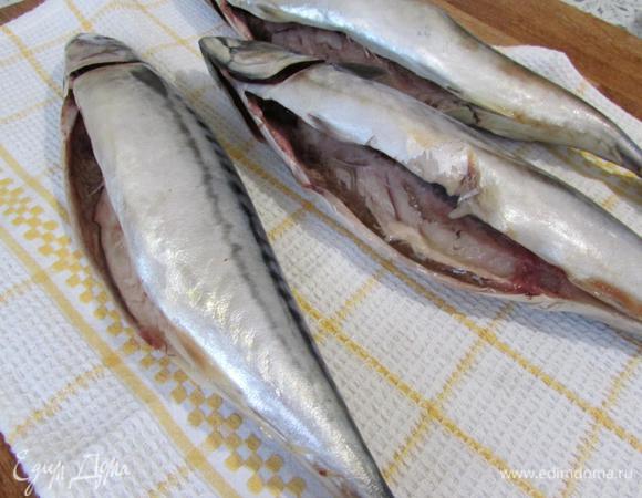 Свежую скумбрию выпотрошить, промыть и обсушить на полотенце.