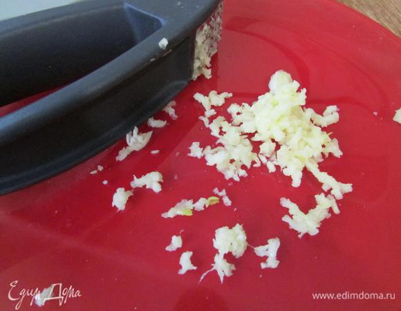 Чеснок пропустить через пресс.