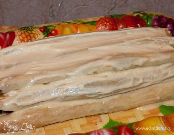 Затем 3 (три) трубочки, смазываем кремом.