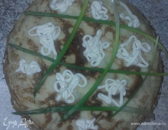 Вот такой получился пирог, оставила на ночь пропитаться в холодильнике. 
Приятного аппетита!!!