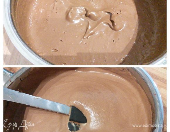 Займемся ганашем. Шоколад порубить. Сливки нагреть в кастрюле, добавить порубленный шоколад и бренди и оставить примерно на 3 минуты, размешать до полного растворения шоколада. Погружным блендером взбить до загущения. Займет несколько минут, при этом надо стараться, чтобы при взбивании образовывалось как можно меньше воздушных пузырей. Ганаш охладить, накрыть и поставить до завтра в холодильник.  

* так как ганаш в холодильнике затвердеет, то на следующий день его необходимо заблаговременно достать для акклиматизации, минимум за час. Забегая вперёд скажу, что ганаш комнатной нужно будет взбить венчиком до кремовой консистенции. 