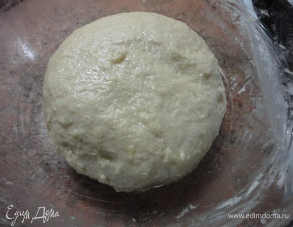 Соединить сухие и жидкие ингредиенты и замесить тесто. Оставить в тепле для подъема.