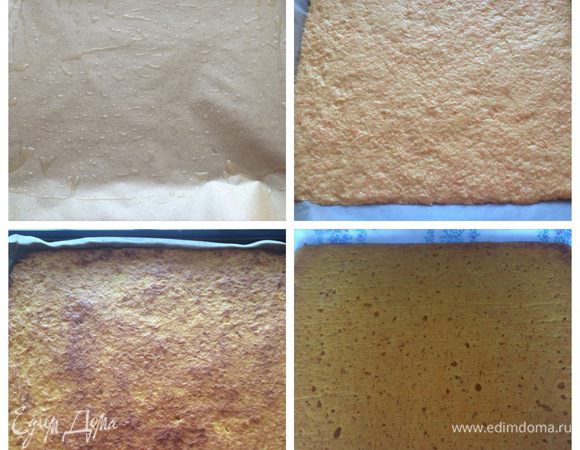 Разогреваем духовку до 180°C.
Выкладываем тесто на противень застеленный бумагой, смазанной растительным маслом. Разровнять.
Выпекаем корж минут 45-50 (следим за духовкой, может кому и больше понадобиться времени). Корж не должен быть сырым, иначе будет доминировать вкус моркови.
Готовый корж вынимаем, выкладываем на чистое полотенце, остужаем.
