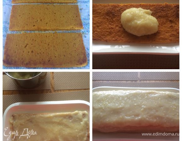 Почти остывший корж, я разделила на три равные части.
Смазать каждый корж кремом, а также равномерно распределить весь крем по бокам торта.
Я оставила торт на столе примерно на час.
