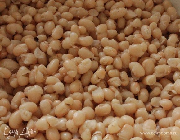 Фасоль замочить в холодной воде, лучше на ночь. Утром воду слить, залить свежей водой, сварить до готовности, слить жидкость, остудить.