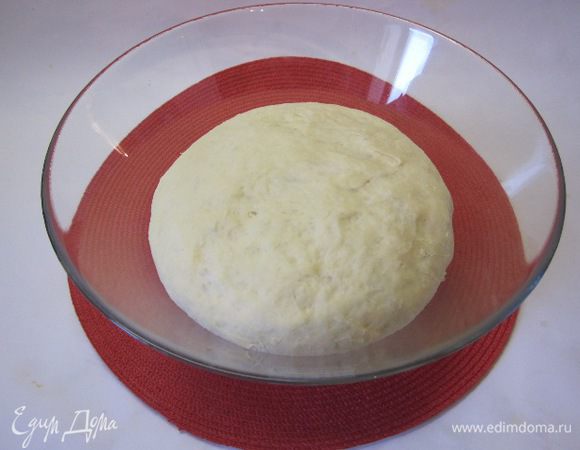 Можно после замеса поставить тесто в холодильник на ночь, а утром достать и оставить при комнатной температуре на 2 часа.
Я оставила тесто на 2 часа для подъема.