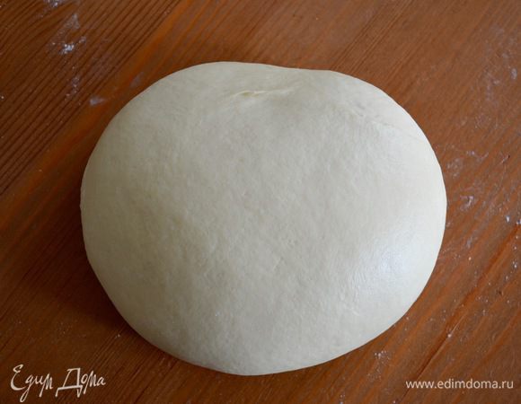 В итоге, тесто получается очень приятной, гладкой, эластичной консистенции. Собрать его в шар и положить в большую миску, смазанную предварительно оливковым (любым другим растительным) маслом. Оставить на расстойку на 1,5-2 часа.