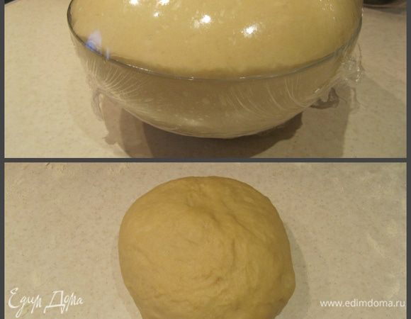 Подошедшее тесто должно увеличиться в объеме минимум вдвое, обмять его.