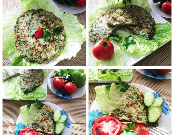 Подаем со свежими овощами.
Вкусно и почти диетически, не считая масла.