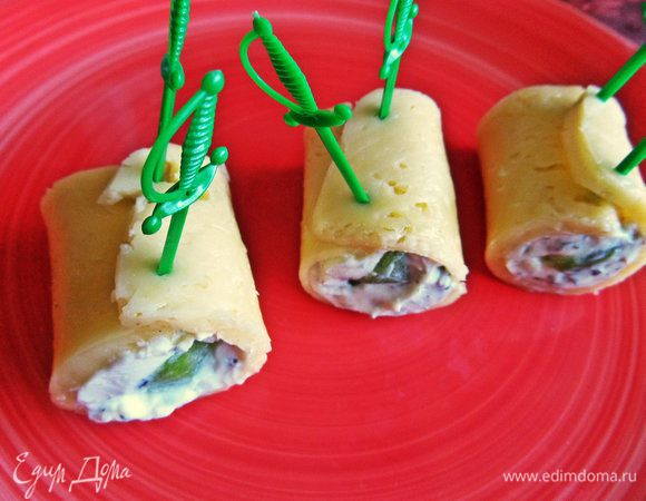 Для удобства подачи втыкаем шпажки. 