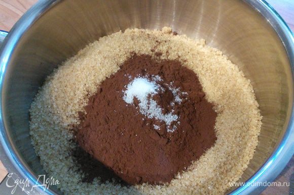 Все сухие ингредиенты сложить в сотейник, размешать, чтобы не было комочков. Влить свежесваренный кофе и воду.