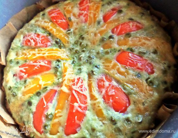 Отправляем запекаться наш киш на 40 минут при 180°С.