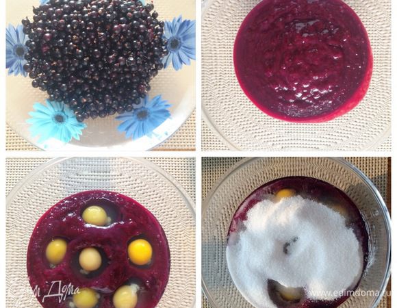 Готовим курд из черной смородины.
Смородину помыть, почистить, обсушить. Пробиваем смородину при помощи погружного блендера, перетираем через сито. В полученную смородиновую массу добавляем яйца и сахар и хорошенько взбиваем.
