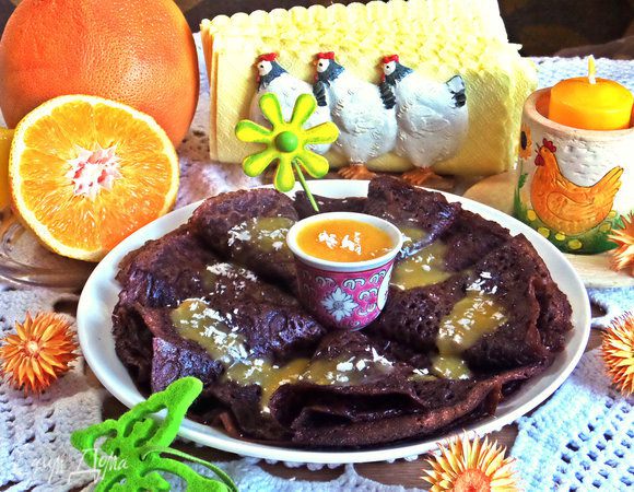 Очень вкусно дополняет курд шоколадный вкус блинчиков!