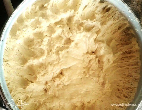 Достаем теплую шерстяную шаль, если есть:) и укутываем наше тесто от сквозняков, посторонних звуков и нетерпеливых домочадцев. Ставим в теплое место для подъема на 1 —1,5 часа (у меня сегодня это залитый солнцем подоконник). По прошествии указанного времени обминаем тесто и оставляем еще на полчаса.