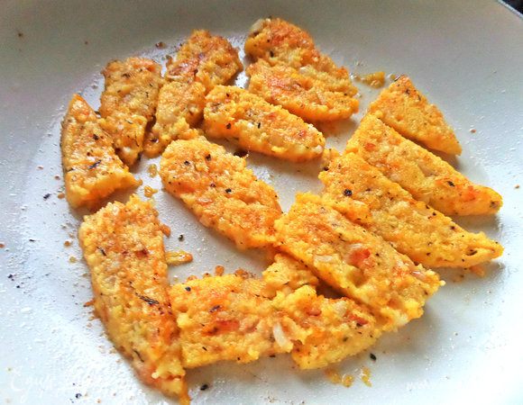 Я ее обжарила на оливковом масле. Это так вкусно! Ела бы и ела, но очень сытно.